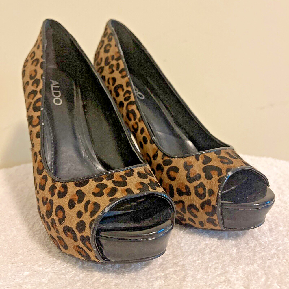 Aldo Leopard Animal Stiletto Platform High Heels 7.5M / EU38 Brown Black